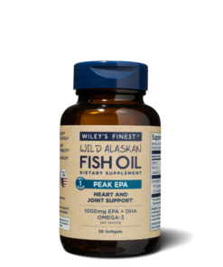 Wiley's Finest Peak EPA, 30 Softgel-Kapseln mit hohem Omega-3-EPA-Gehalt zur Unterstützung von Herz und Gelenken.